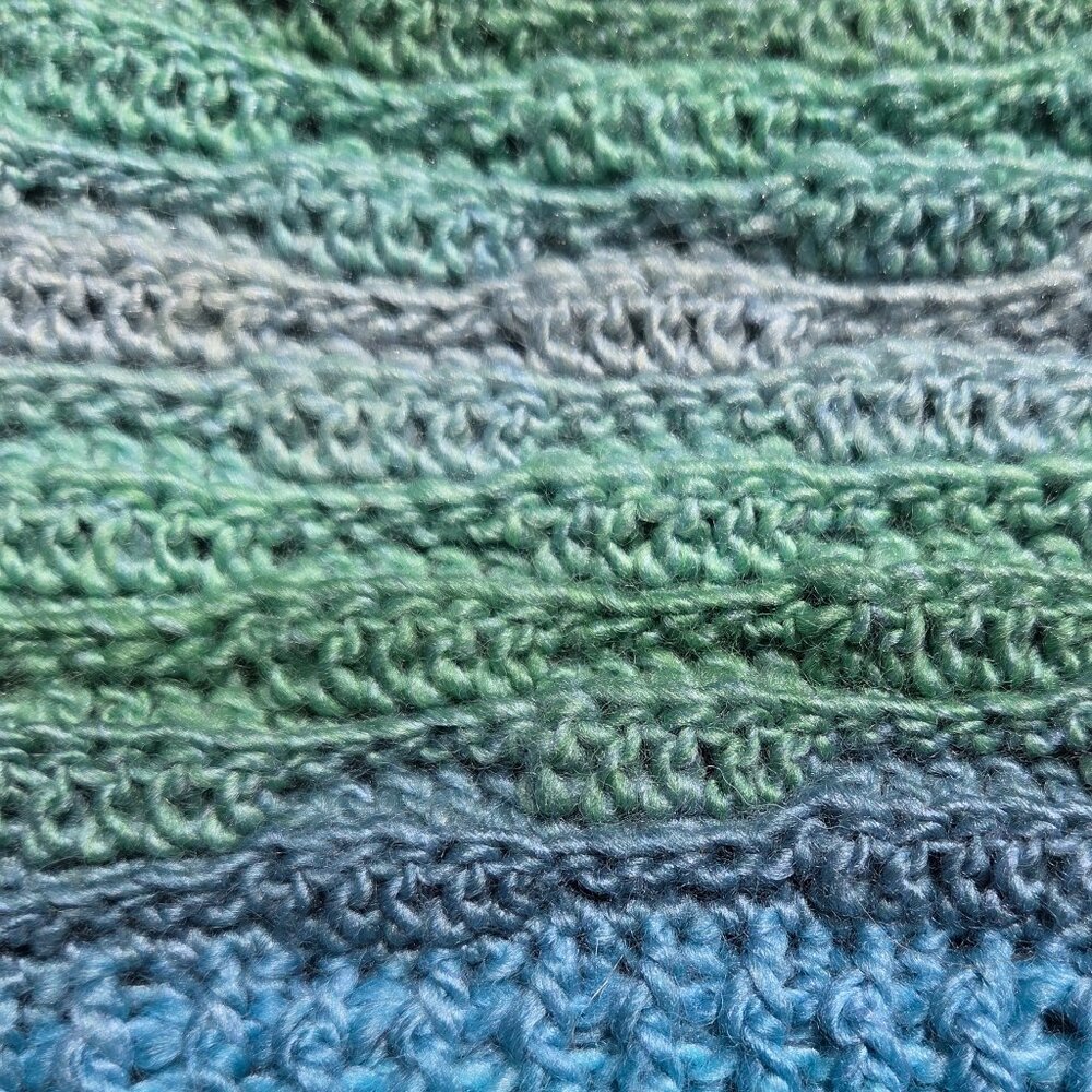 Artisan Handmade Crochet Lightweight Merino Wool Blend "Seafoam" Beanie Hat - Picture 6 of 6